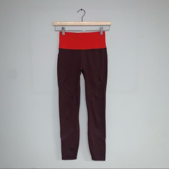 Athleta Leggings Size‎ Extra Small XS Burgundy Red Tenacity 7/8 Tight Powerlift - Picture 2 of 14